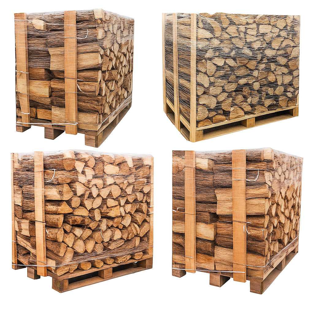4 X Palettes (2 chêne blanc + 2 Hêtre/Charme) – Bûches de 33 cm